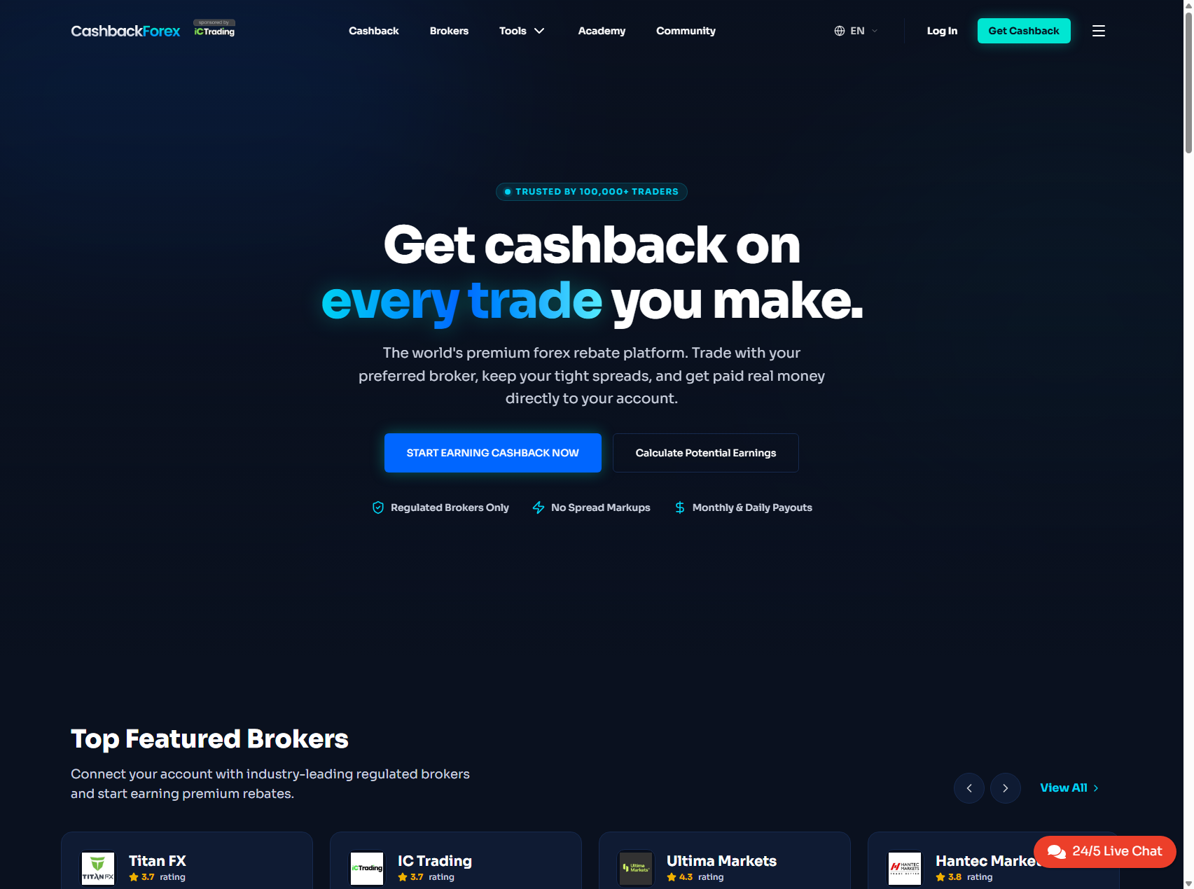 CashBackForex website preview