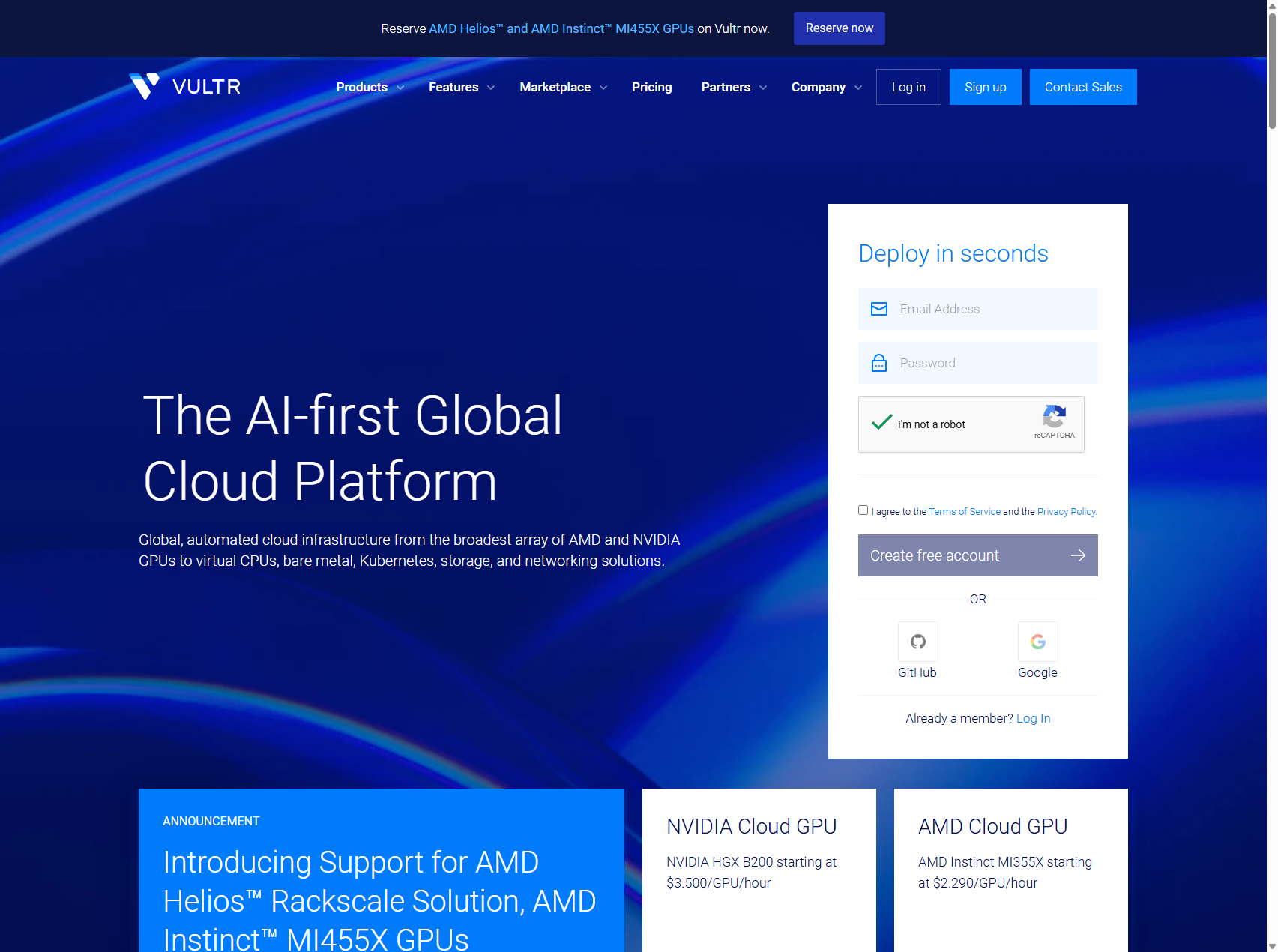 Vultr website preview